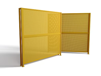 Yellow Metal Perforated Screen With Modern Design And Stable Structure 3d model