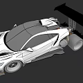 Futuristic White Sports Car Featuring Sleek Aerodynamic Design And Large Rear Spoiler