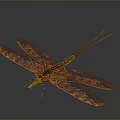 Detailed 3D Dragonfly Model With Intricate Orange Brown Wing Patterns