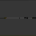 Traditional Samurai Weapon Featuring Black Scabbard Gold Accents and Sharp Blade on Reflective Surface