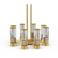 Elegant Modern Golden Glass Cylinder Chandelier with Transparent Shades and Metal Frame
