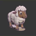Cartoon Style Sheep With White Wool Brown Head And Black Legs Cute Design