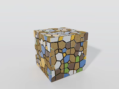 Colorful Mosaic Cube Decorative Ornament Set With Vibrant Glass Pieces For Home Decor 3d model