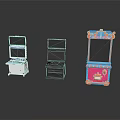 Three Different Miniature Arcade Game Machines With Vintage Style And Colorful Designs