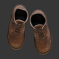 Brown Leather Boots With Distressed Design Lace Up Front And Brown Rubber Sole Classic Casual Footwear