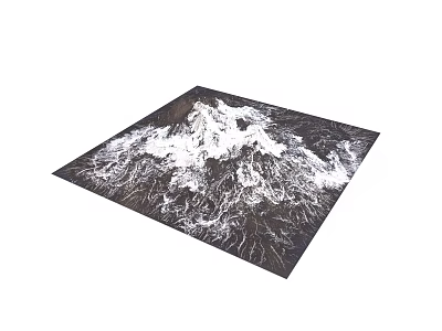 Modern Decorative Floor Rug With Black Background And White Mountain Texture 3d model