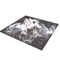 Modern Decorative Floor Rug With Black Background And White Mountain Texture