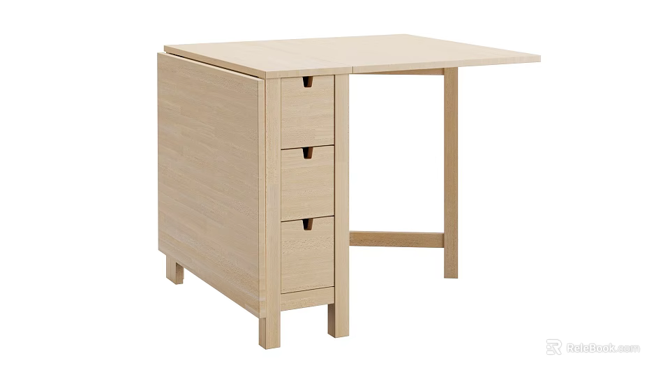 Light Wood Writing Desk With Three Drawers Simple Design And Rectangular Top 3d model 