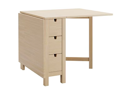 Light Wood Writing Desk With Three Drawers Simple Design And Rectangular Top 3d model