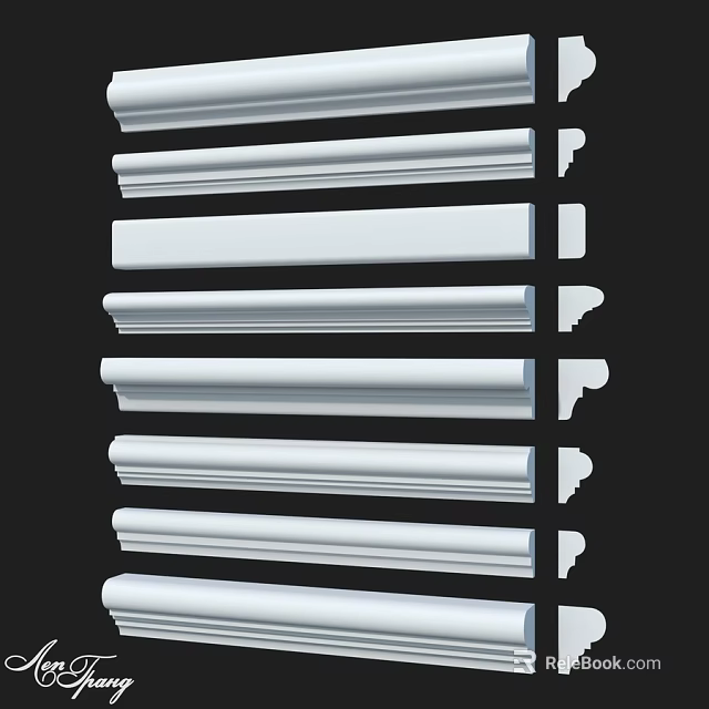 White Decorative Architectural Components With Various Styles And Designs 3d model 