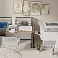 Modern Office Setup with Computer Printer and Multifunction Office Appliances 3d model