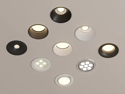 Modern Recessed Spotlights in Various Colors and Round Designs for Home Lighting 3d model