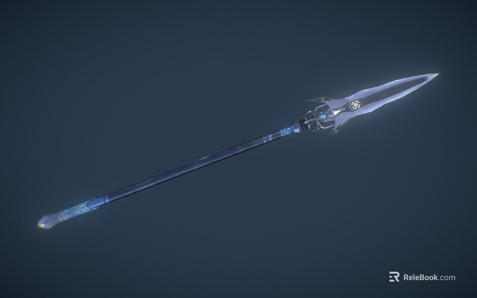 Fantasy Decorative Weapon With Blue Luminous Glow And Intricate Metal Design Details 3d model 
