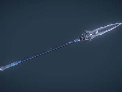 Fantasy Decorative Weapon With Blue Luminous Glow And Intricate Metal Design Details 3d model