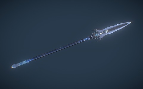 Long Gun Sci-Fi Spear Cold Weapon Game Props 3d model