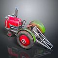 Vintage Style Toy Tractor With Red Body Green Fenders And Large Wheels