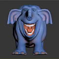 Cute Blue Elephant Doll With Smiling Face Open Mouth and Playful Design