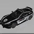 Sporty Black And White Police Car With Roof Lights Rear Spoiler And Decals