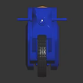 Shiny Blue Motorcycle With Yellow Seat And Sleek Modern Aerodynamic Design