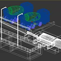Industrial Equipment Setup For Concrete Production With Cement Mixer Trucks And Storage Bins