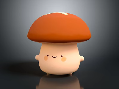 Cute Mushroom Shaped Game and Movie Character With Smiling Face Small Arms and Legs 3d model