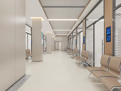 Modern Hospital Clinic Waiting Area With Seats And Digital Screens 3d model
