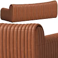 Elegant Brown Leather Sectional Sofa With Vertical Stitching For Modern Living Room 3d model