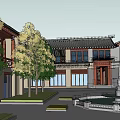 Ancient Chinese Architecture Courtyard Design Featuring Traditional Roofs And Open Layout 3d model