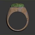 Copper Band Ring With Green Gemstone And Textured Surface Design 3d model