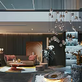 Modern Clubhouse Grand Lobby With Sculptural Artwork And Statement Chandelier