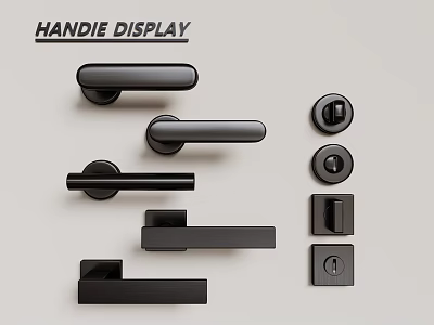 Black Door Handles Showcase Various Decorative Styles For Home Interior Design 3d model