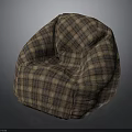 Cozy Plaid Fabric Bean Bag Chair For Modern Living Room Seating