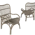 Stylish Light Colored Rattan Outdoor Chairs With Woven Backrest And Armrests