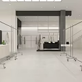 Modern Clothing Store With Open Display Marble Counter Green Plants Clothing Racks And Glass Partitions 3d model