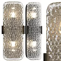 Illuminated Modern Wall Sconces With Textured Glass And Metal Brackets Design