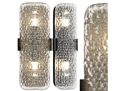 Illuminated Modern Wall Sconces With Textured Glass And Metal Brackets Design 3d model