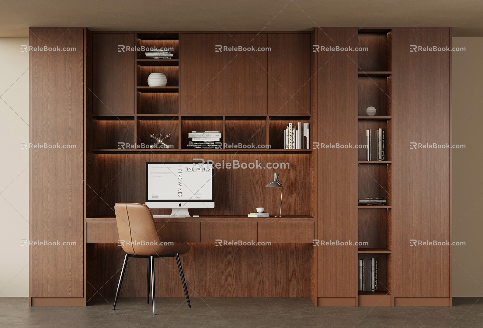 French Middle Style Bookcase 3d model