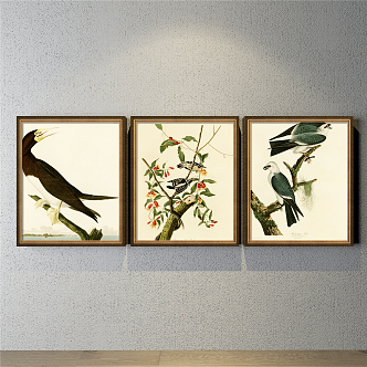 American Animal Painting Green Living Room Animal Bird Decorative Painting 3d model