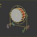 High Quality Red Marching Drum with Metal Stand and Rolling Wheels 3d model