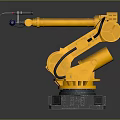 Yellow Industrial Robotic Arm With Black Cables And Gray Base For Automation