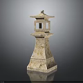 Traditional Marble Stone Lantern With Multi Tiered Design And Roof Like Top