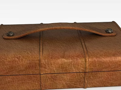 Tech Exhibition Hall Showcasing Brown Leather Suitcase With Leather Texture And Metal Buckle 3d model