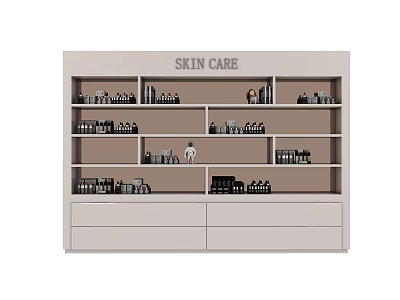 Skin Care Display Shelves with Multiple Layers and Drawers for Organized Products 3d model