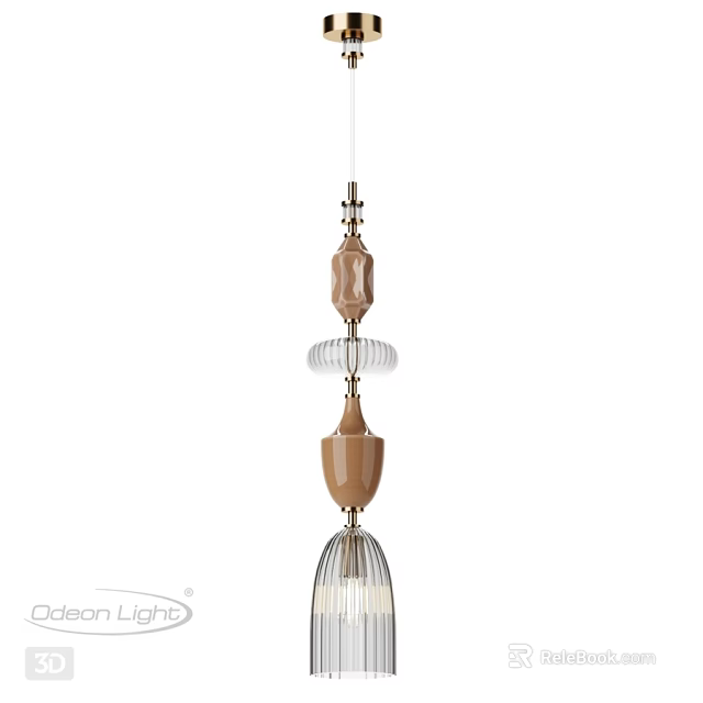 Modern Multi tiered Hanging Chandelier With Brown Transparent Glass Design Elements 3d model 