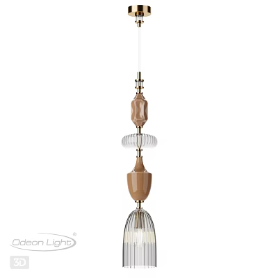 Modern Multi tiered Hanging Chandelier With Brown Transparent Glass Design Elements 3d model