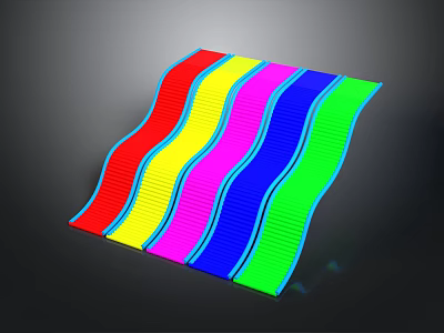 Natural Wood Stone Decorative Panel With Colorful Wavy Stripes Pattern 3d model
