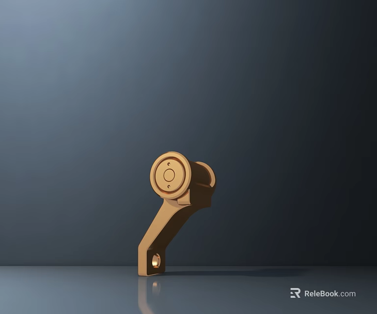 Golden Metal Mechanical Bracket With Circular Component And Extended Arm Structure 3d model 