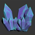 3D Rendered Turquoise Purple Crystal Cluster With Polyhedral Shapes And Glossy Surface