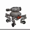 Futuristic Mechanical Weapon Platform With Turret Multiple Legs And Red Spherical Tank