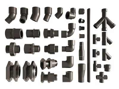 Various Pipe Fittings And Connectors 3d model